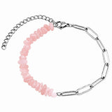 Healing Crystal Chips Stone Paperclip Link Bracelet Dainty Layering Handmade Bracelet Multiple Stone Options #SB3165