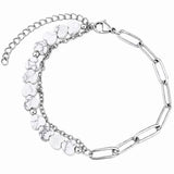 6MM Heart Shape Gemstone Paperclip Chain Bracelet Stainless Steel Adjustable Dainty Stackable Women Jewelry #SB3164