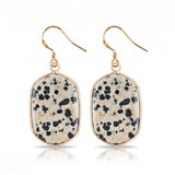 Natural Stone Dangle Earrings Gold Plated Crystal Charms Hook for Women Fashion Drop Ear Jewelry Making #PE2059