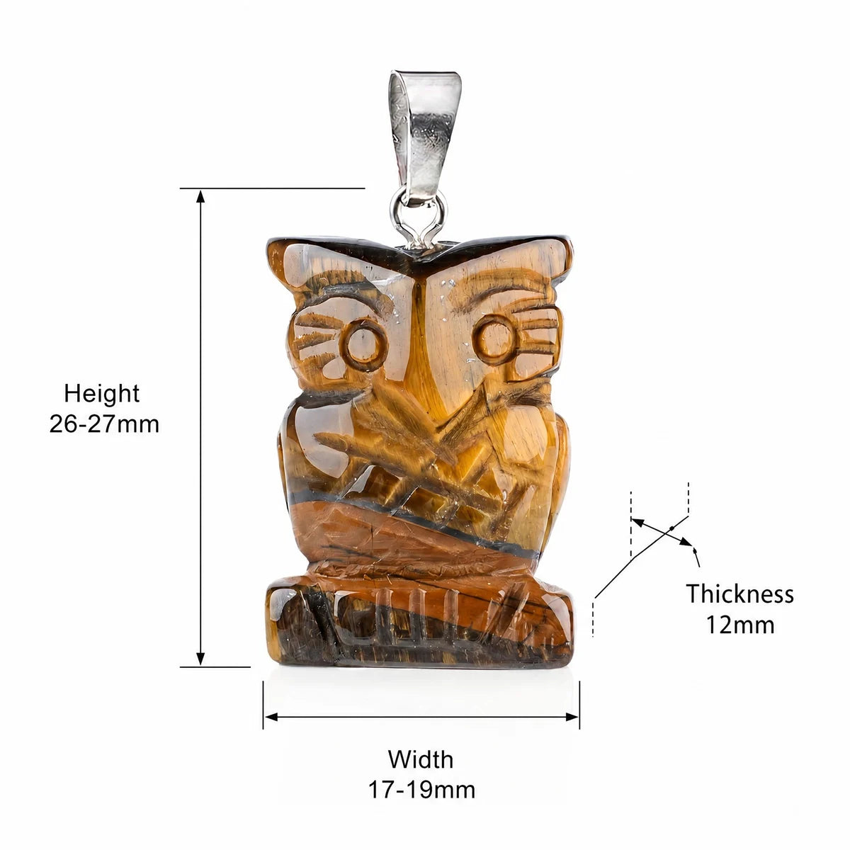 25mm Craved Owl Gemstone Pendant for Making Jewelry Healing Crystal Animal Figurine Gift SP2329