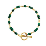 4MM Natural Stone Heishi Disc Bracelet Gold OT Toggle Clasp Dainty Stackable Boho Crystal Beaded Bracelets Women Jewelry #SB3147G