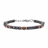 Hematite Heishi Disc Bead Bracelet 4MM Natural Multi‑Color Gemstone Accent Adjustable Unisex Stack Wrist Jewelry #SB3150