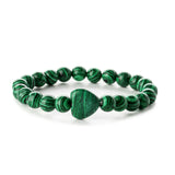 Gemstone Heart Charm Bracelet - 8mm Healing Crystal Beads