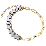 6MM Heart Shape Gemstone Paperclip Chain Bracelet Gold Stainless Steel Adjustable Dainty Stackable Women Jewelry #SB3164