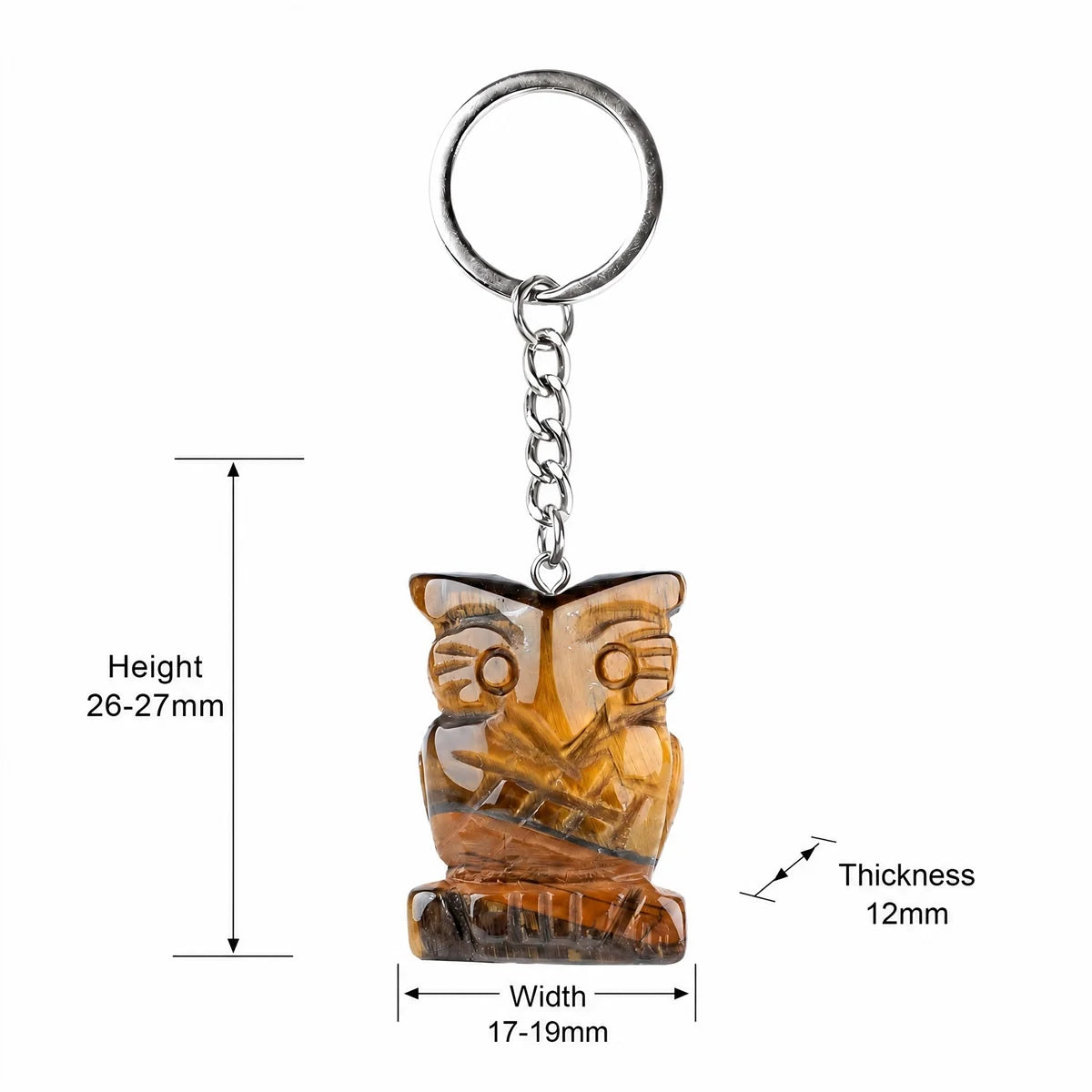 Natural Gemstone Owl Keychain - Hand-Carved Crystal Animal Key Ring for Women Men