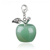 20mm Natural Gemstone Apple Charm with Lobster Clasp Crystal Beads for DIY Jewelry SP1371