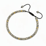 4MM Natural Stone Heishi Disc Braided Bracelet, Gold Spacer Bead Adjustable Woven Boho Stackable Bracelet for Women #SB3151