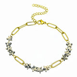 Natural Stone Star Bead Bracelet Stainless Steel Paperclip Link Chain Adjustable Layering Wrist Bracelets for Female #SB3162