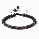 6MM/8MM Matte Black Onyx Bead Braided Bracelet Colorful Shell Heishi Disc Adjustable Woven Bracelets Women Boho Jewelry #M028SB3149
