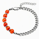 8MM Natural Stone Bead Stainless Steel Curb Chain Bracelet Unisex Healing Crystal Adjustable Men Women Stackable Jewelry #SB3152