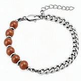 8MM Natural Stone Bead Stainless Steel Curb Chain Bracelet Unisex Healing Crystal Adjustable Men Women Stackable Jewelry #SB3152