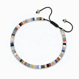 4MM Natural Stone Heishi Disc Braided Bracelet, Gold Spacer Bead Adjustable Woven Boho Stackable Bracelet for Women #SB3151