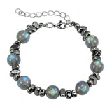 10MM Natural Gemstone & Hematite Adjustable Bracelet with Extension Chain - Unisex Healing Crystal Jewelry Gift for Men Women #SB3153