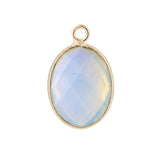 Faceted Natural Gemstone Pendant Gold Bezel Wrapped Oval Stone Charms 21x13mm for DIY Necklace Jewelry Making