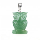 25mm Craved Owl Gemstone Pendant for Making Jewelry Healing Crystal Animal Figurine Gift SP2329