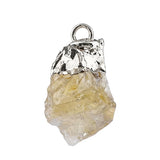 Natural Raw Crystal Gemstone Pendant Irregular Rough Stone Healing Quartz Charms Gold Plated Cap for DIY Jewelry Making
