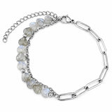 6MM Heart Shape Gemstone Paperclip Chain Bracelet Stainless Steel Adjustable Dainty Stackable Women Jewelry #SB3164
