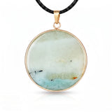 Handcrafted 30mm Natural Gemstone Pendant Necklace 45cm Black Cord | Gold Bezel Healing Crystal Jewelry #SN2060