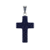 Natural Gemstone Cross Pendants 18x25mm Healing Crystal Stone Charms Handcrafted Spiritual Reiki Energy Protection