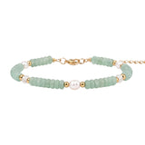 Handmade Flat Disc Natural Gemstone Bracelet 6mm Heishi Beads With Freshwater Pearls Silver Clasp Chain Adjustable Women #SB3137