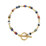 4MM Natural Stone Heishi Disc Bracelet Gold OT Toggle Clasp Dainty Stackable Boho Crystal Beaded Bracelets Women Jewelry #SB3147G