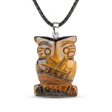 25mm Healing Crystal Owl Gemstone Necklace Jewelry Fashion Reiki Stone Pendant for Women Men 45CM Black Cord SN2329