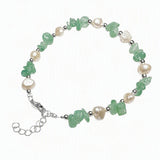 Natural Freshwater Pearl & Stone Bracelet Irregular Gemstone Chip Bead Silver Plated Adjustable Chain Bracelet for Women Gift