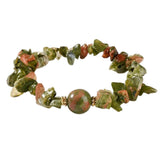 Handmade Natural Irregular Chip Stone Bracelet Elastic 12MM Round Gemstone Bead for Women #SB3160