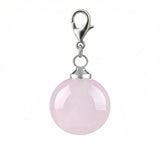 10MM Gemstone Round Ball Pendant Bag Charms for DIY Making Jewelry Silver Lobster Clasp Crystal Sphere Healing Chakra