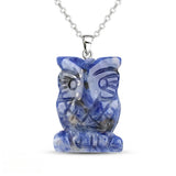 25mm Healing Crystal Owl Gemstone Necklace for Women men Hand Craved Animal Charms Jewelry Healing Chakra SN2329