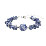 Natural Chip Gemstone Bracelet 12mm Round Focal Bead  Adjustable Chain Healing Crystal Boho Stackable Bracelets for Women #SB3158