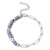 Natural Gemstone Heishi Bead Paperclip Chain Bracelet Stainless Steel Adjustable Layering Bracelet Women Fashion Jewelry #SB3163