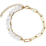 6MM Heart Shape Gemstone Paperclip Chain Bracelet Gold Stainless Steel Adjustable Dainty Stackable Women Jewelry #SB3164