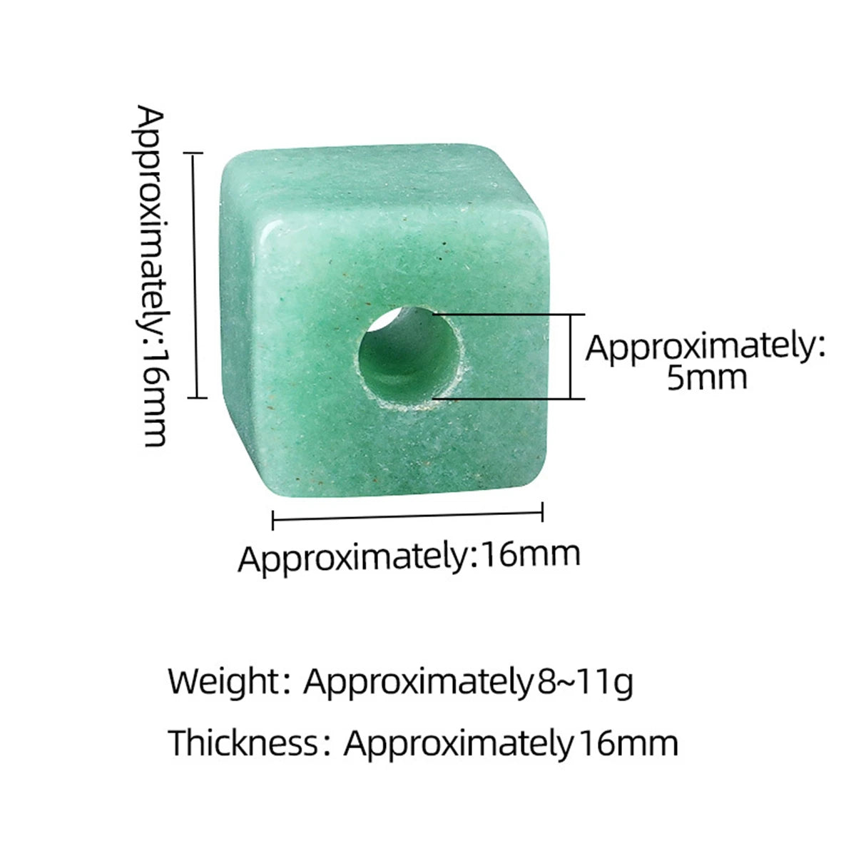 16mm Gemstone Cube Beads for DIY Making Jewelry Drilled 5MM Big Hole Loose Square Crystal Beads #SZ0169