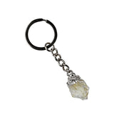 Healing  Chakra Crystal Pendant Keychain for Bag  Silver Cap  Irregular Rough Tumbled Stone Key Chain Decor & Making Jewelry