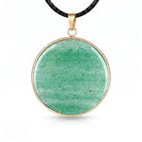 Handcrafted 30mm Natural Gemstone Pendant Necklace 45cm Black Cord | Gold Bezel Healing Crystal Jewelry #SN2060