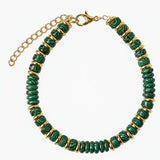 Natural Stone 6mm Disc Bead Gold Plated Bracelet Adjustable Chain Heishi Wheel Bead Gemstone Bracelet for Women #SB3142