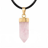 Natural Crystal Hexagonal Bullet Stone Necklace Mini Point Pendant Gold Color Chain Jewelry Women Healing Chakra Choker