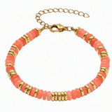 Natural Heishi Disc Stone Bead Bracelet Gold Spacer Beads Adjustable Chain Healing Gemstone Handmade Jewelry For Women #SB3139