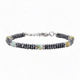 Hematite Heishi Disc Bead Bracelet 4MM Natural Multi‑Color Gemstone Accent Adjustable Unisex Stack Wrist Jewelry #SB3150
