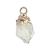 Natural Raw Crystal Gemstone Pendant Irregular Rough Stone Healing Quartz Charms Gold Plated Cap for DIY Jewelry Making