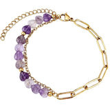 6MM Heart Shape Gemstone Paperclip Chain Bracelet Gold Stainless Steel Adjustable Dainty Stackable Women Jewelry #SB3164