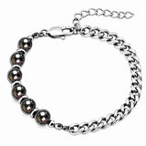 8MM Natural Stone Bead Stainless Steel Curb Chain Bracelet Unisex Healing Crystal Adjustable Men Women Stackable Jewelry #SB3152