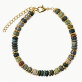 Natural Stone 6mm Disc Bead Gold Plated Bracelet Adjustable Chain Heishi Wheel Bead Gemstone Bracelet for Women #SB3142