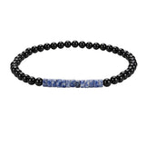 4MM Black Onyx Round Bead Stretch Bracelet Flat Heishi SpacerGemstone Bead Unisex Elastic Stackable Healing Wrist Jewelry #SB3156
