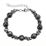 10MM Natural Gemstone & Hematite Adjustable Bracelet with Extension Chain - Unisex Healing Crystal Jewelry Gift for Men Women #SB3153