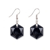 22mm Faceted Hexagon Natural Stone Dangle Earrings Healing Crystal Drop Hook Earrings for Women Men Gift