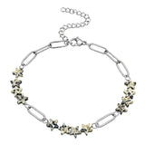 Natural Star Crystal Beaded Bracelet Stainless Steel Paperclip Chain Adjustable Multi‑Color Gemstone Bracelet Women Stacking #SB3162