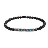 4MM Black Onyx Round Bead Stretch Bracelet Flat Heishi SpacerGemstone Bead Unisex Elastic Stackable Healing Wrist Jewelry #SB3156