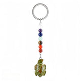 Healing Energy 7 Chakra Natural Crystal Turtle Keychain  Handcrafted Gemstone Bag Charm KC2311